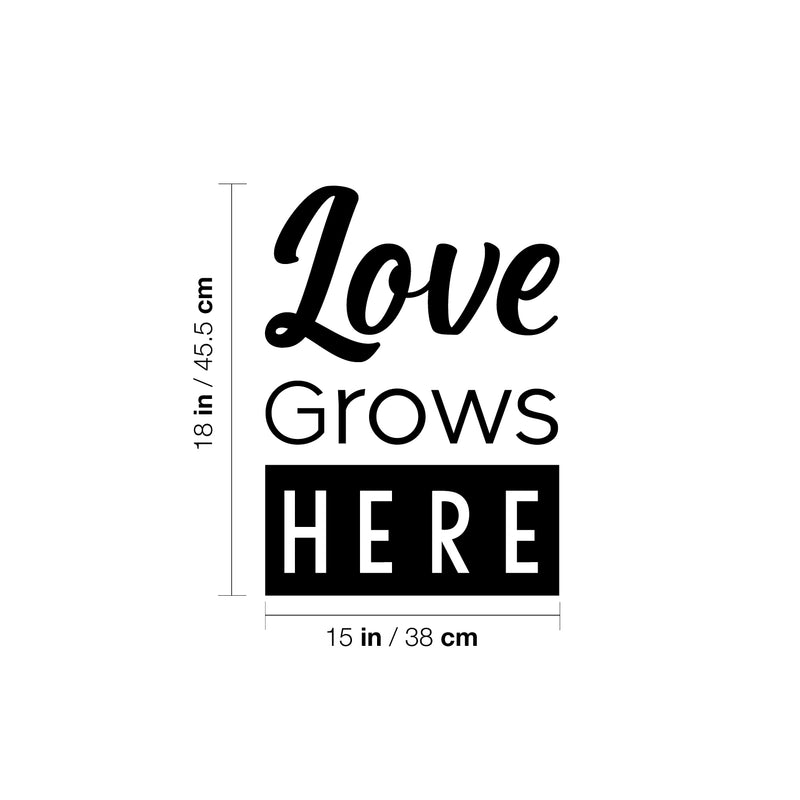 Vinyl Wall Art Decal - Love Grows Here - 18" x 15" - Trendy Cute Inspirational Charming Quote Sticker For Bedroom Closet Bathroom Kids Room Playroom Nursery Daycare Baby Room School Decor 4
