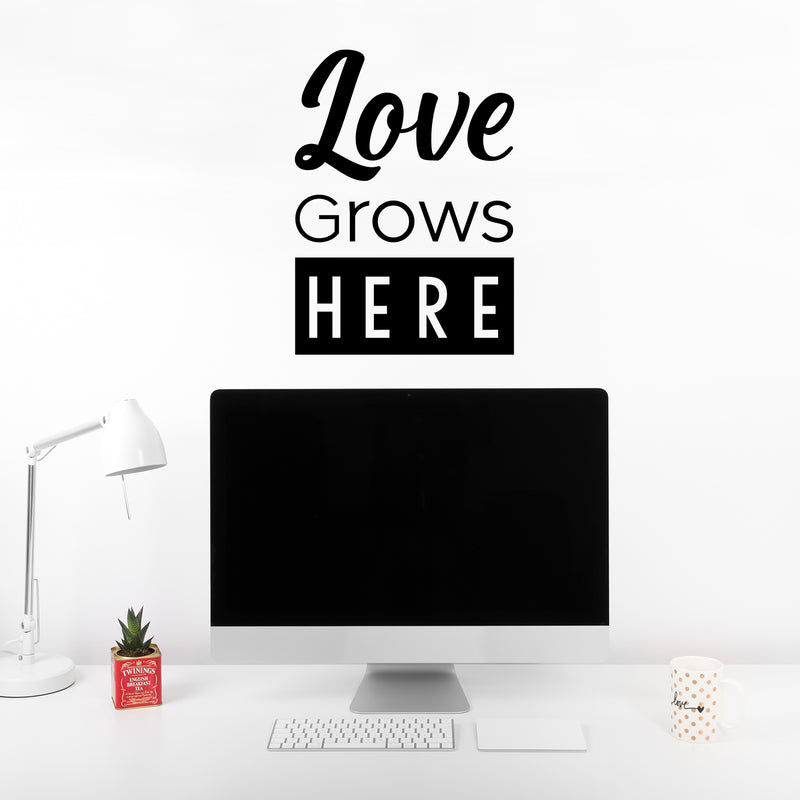 Vinyl Wall Art Decal - Love Grows Here - 18" x 15" - Trendy Cute Inspirational Charming Quote Sticker For Bedroom Closet Bathroom Kids Room Playroom Nursery Daycare Baby Room School Decor 3