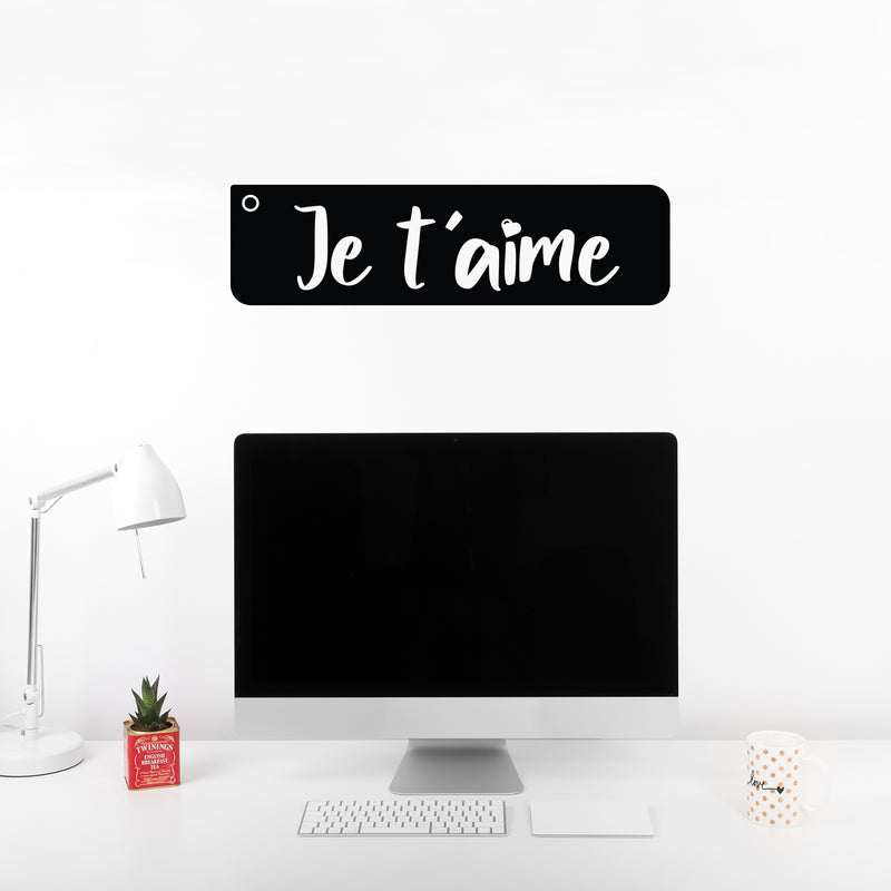 Vinyl Wall Art Decal - Je T'aime - 5.5" x 20" - Cute Inspirational French Quote I Love You Sticker For Couples & Family Bedroom Closet Bathroom Living Room Coffee Shop Business Boutique Decor 2