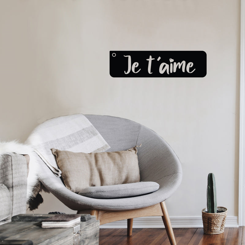 Vinyl Wall Art Decal - Je T'aime - 5.5" x 20" - Cute Inspirational French Quote I Love You Sticker For Couples & Family Bedroom Closet Bathroom Living Room Coffee Shop Business Boutique Decor 3