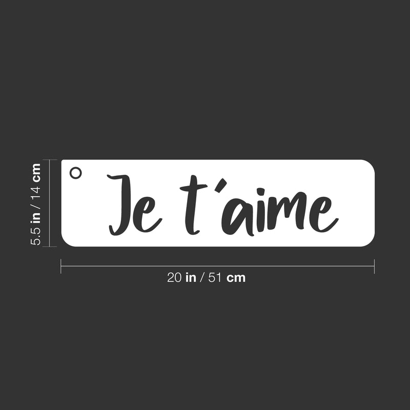 Vinyl Wall Art Decal - Je T'aime - 5.5" x 20" - Cute Inspirational French Quote I Love You Sticker For Couples & Family Bedroom Closet Bathroom Living Room Coffee Shop Business Boutique Decor 4