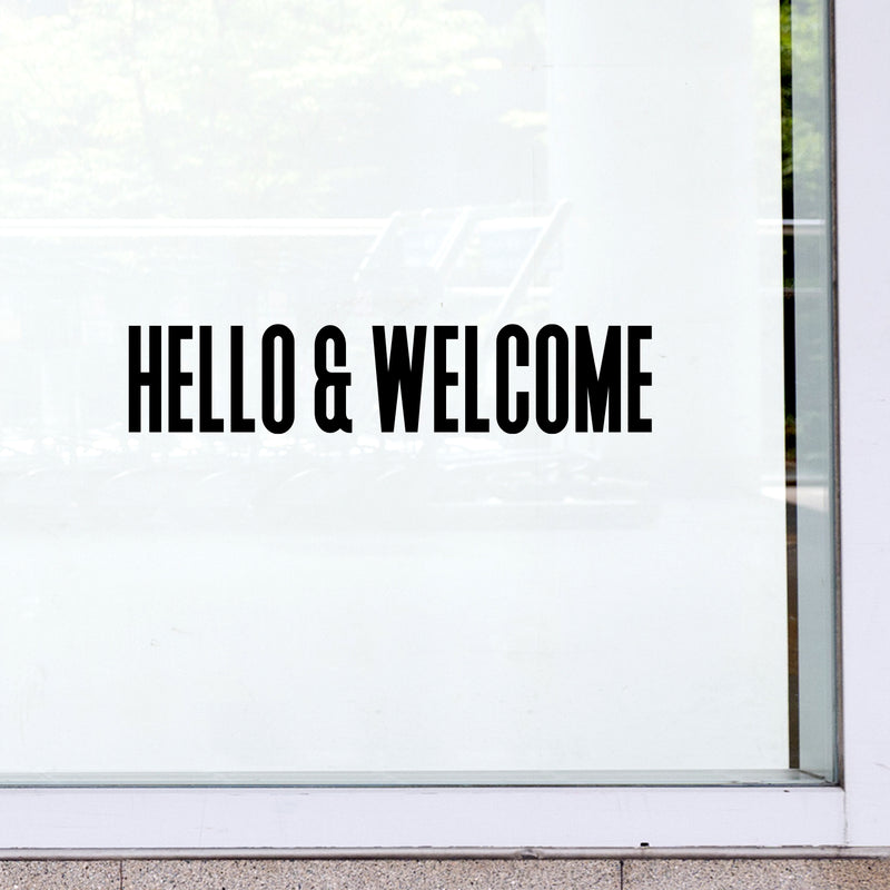 Vinyl Wall Art Decal - Hello & Welcome - 6" x 25" - Modern Cute Quote Sticker For Family Home Store Entryway Classroom Door Office Window Living Room Decor 3