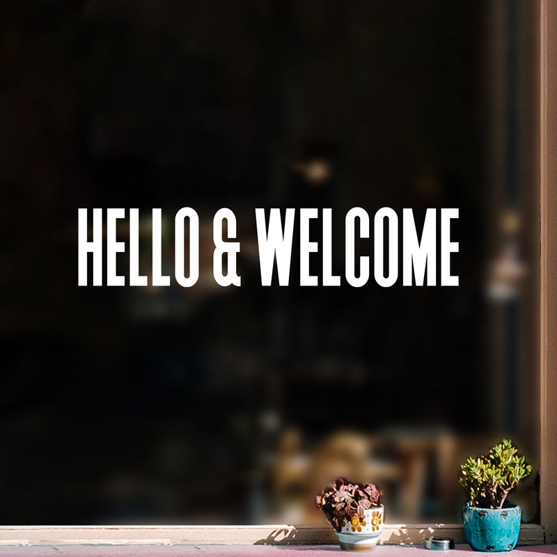 Vinyl Wall Art Decal - Hello & Welcome - 6" x 25" - Modern Cute Quote Sticker For Family Home Store Entryway Classroom Door Office Window Living Room Decor 2