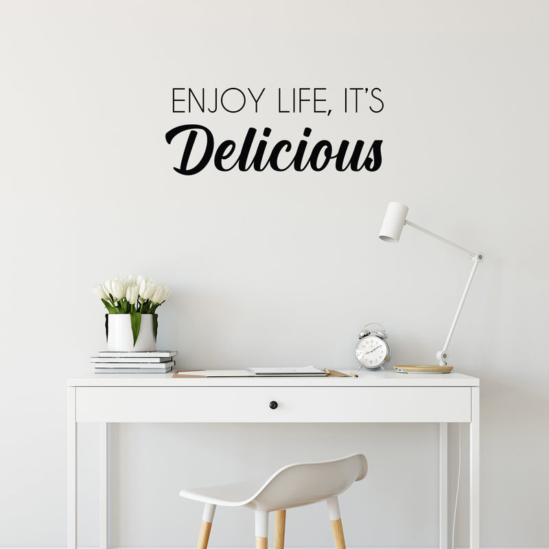 Vinyl Wall Art Decal - Enjoy life It's Delicious - Optimistic Cute Inspirational Delightful Quote Sticker For Kitchen Dining Room Coffee Shop Restaurant Bakery Office Kitchenette Decor 2