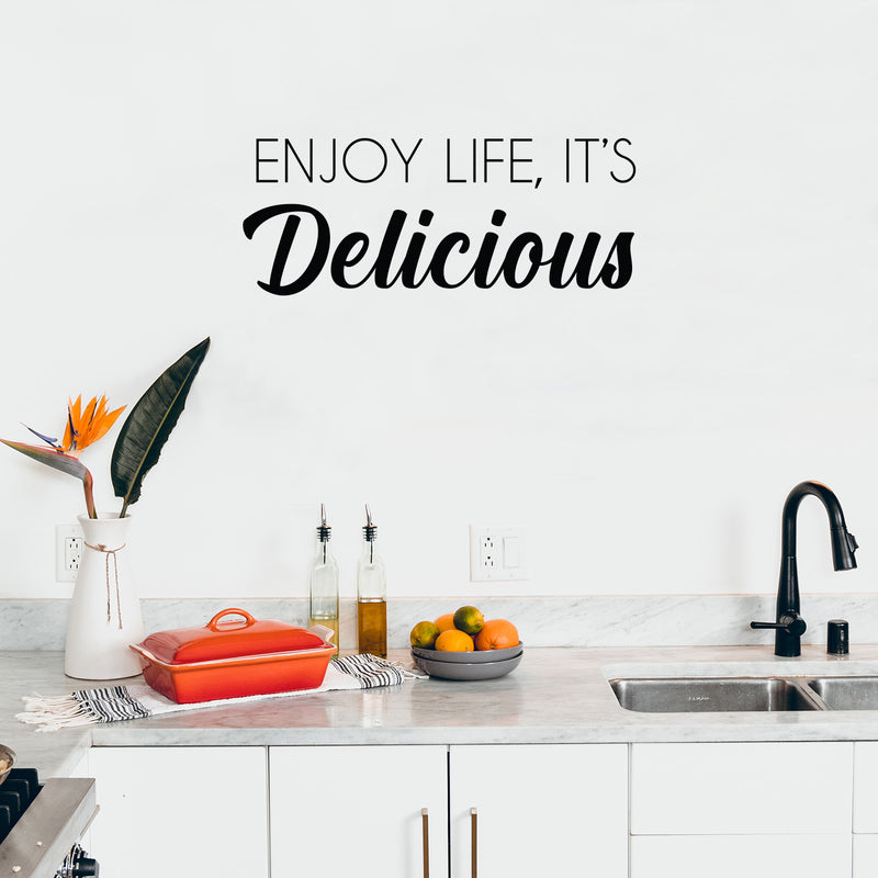 Vinyl Wall Art Decal - Enjoy life It's Delicious - Optimistic Cute Inspirational Delightful Quote Sticker For Kitchen Dining Room Coffee Shop Restaurant Bakery Office Kitchenette Decor 3