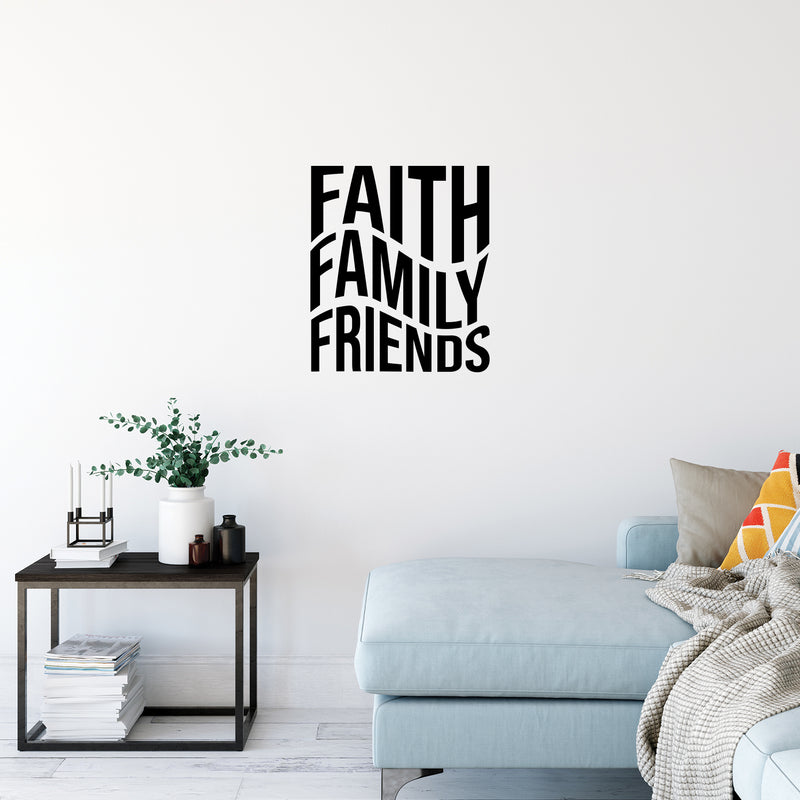 Vinyl Wall Art Decal - Faith Family Friends - 17" x 15" - Modern Cute Inspirational Quote Sticker For Home Family Room Playroom Living Room Dining Room Business Office School Decor 2