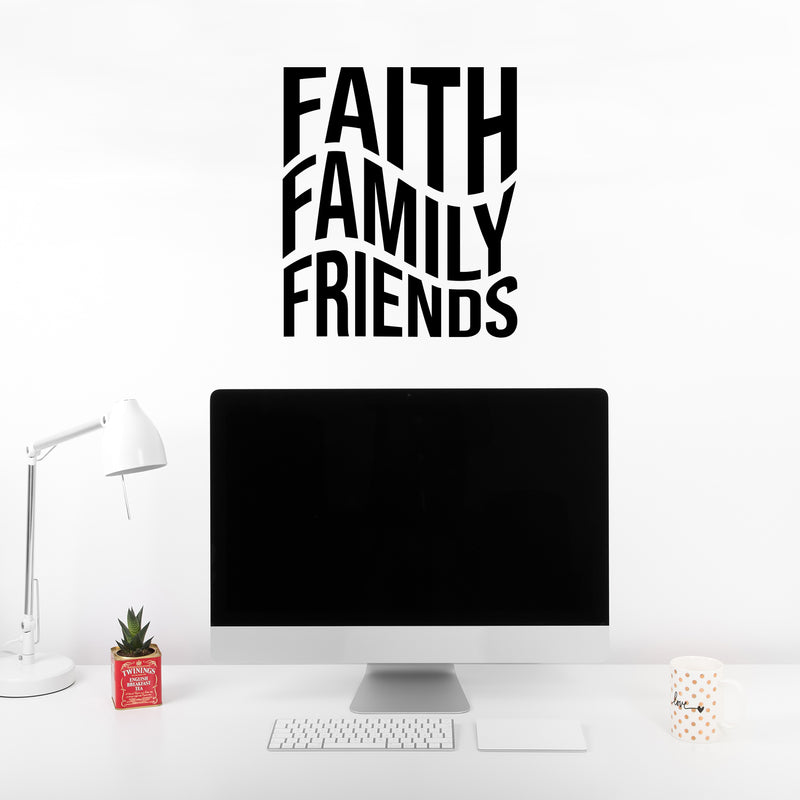 Vinyl Wall Art Decal - Faith Family Friends - Modern Cute Inspirational Quote Sticker For Home Family Room Playroom Living Room Dining Room Business Office School Decor 3