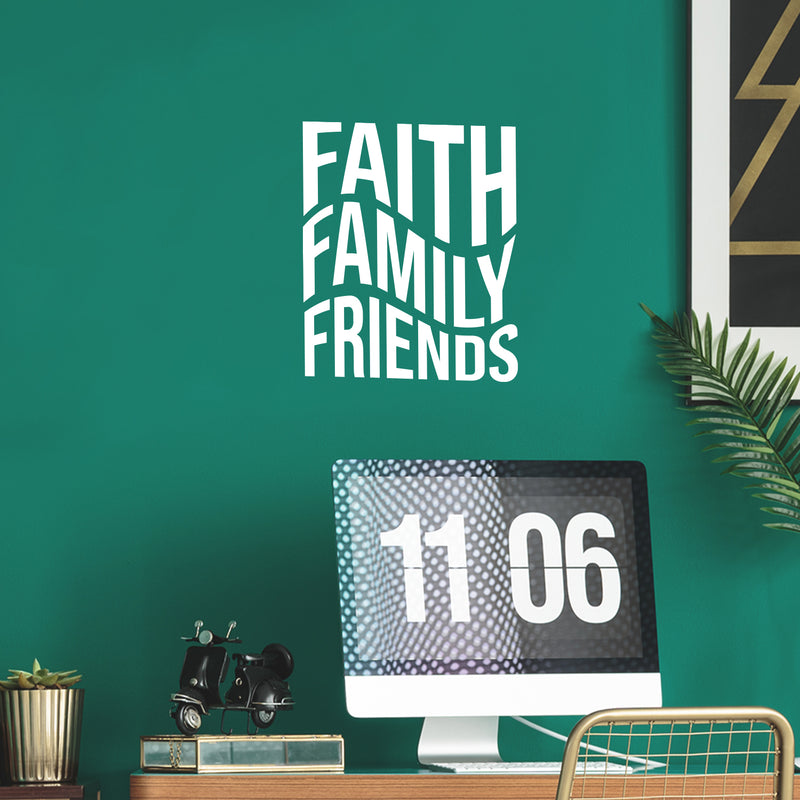 Vinyl Wall Art Decal - Faith Family Friends - Modern Cute Inspirational Quote Sticker For Home Family Room Playroom Living Room Dining Room Business Office School Decor 5