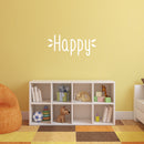Vinyl Wall Art Decal - Happy - 8" x 18" - Trendy Cute Inspirational Charming Good Vibes Quote Sticker For Bedroom Closet Bathroom Kids Room Playroom Nursery Daycare School Decor 1