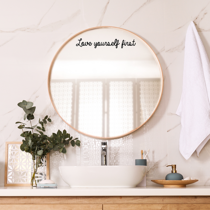 Vinyl Wall Art Decal - Love Yourself First - Motivational Cute Optimistic Self Esteem Mind Change Quote Sticker For Bedroom Living Room Closet Kid Room Playroom Gym Fitness Decor 2