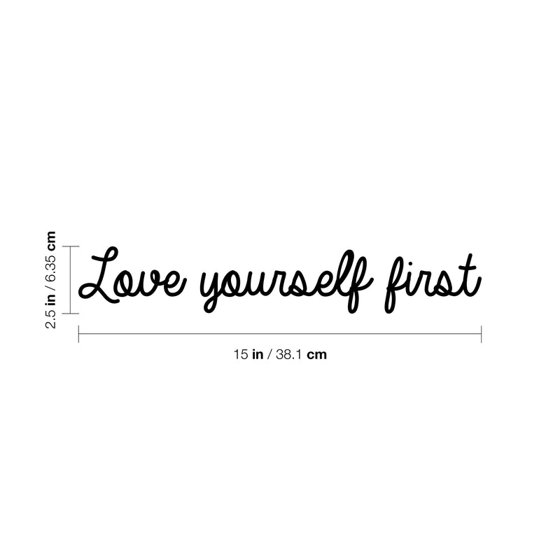 Vinyl Wall Art Decal - Love Yourself First - Motivational Cute Optimistic Self Esteem Mind Change Quote Sticker For Bedroom Living Room Closet Kid Room Playroom Gym Fitness Decor 4