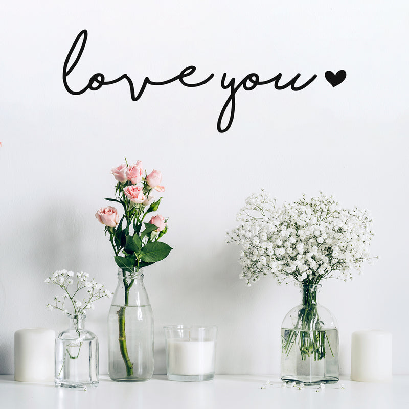 Vinyl Wall Art Decal - Love You - 5. Cute Charming Inspirational Lovely Cursive Quote Sticker For Couples & Family Bedroom Closet Kids Room Playroom Nursery Baby Room Decor 2
