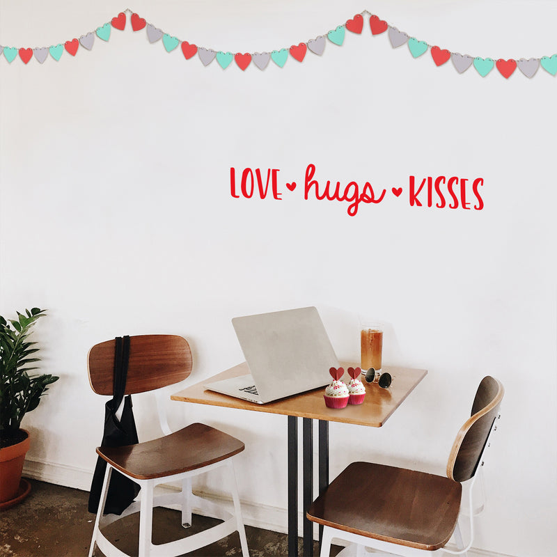 Vinyl Wall Art Decal - Love Hugs Kisses - Cute Charming Inspirational Lovely Cursive Quote Sticker For Couples & Family Bedroom Closet Kids Room Playroom Nursery Baby Room Decor 5