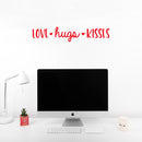 Vinyl Wall Art Decal - Love Hugs Kisses - 5" x 25" - Cute Charming Inspirational Lovely Cursive Quote Sticker For Couples & Family Bedroom Closet Kids Room Playroom Nursery Baby Room Decor 2