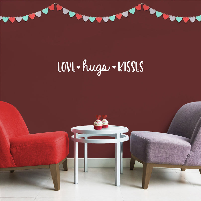 Vinyl Wall Art Decal - Love Hugs Kisses - 5" x 25" - Cute Charming Inspirational Lovely Cursive Quote Sticker For Couples & Family Bedroom Closet Kids Room Playroom Nursery Baby Room Decor 3