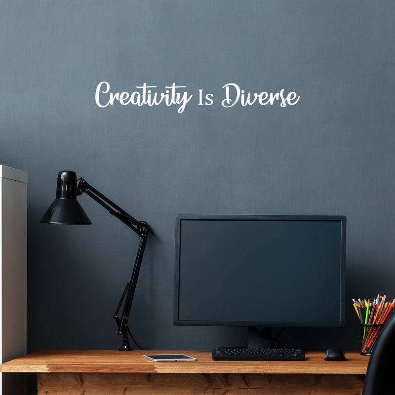 Vinyl Wall Art Decal - Creativity Is Diverse - 3" x 20" - Trendy Motivational Positive Proactive Quote Sticker For Office Business Coffee Shop Library School Classroom Playroom Decor 3