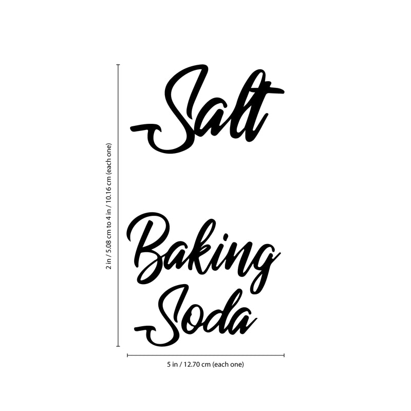 Set of 2 Vinyl Art Decals - Salt And Baking Soda - From Each - Modern Label Quote Stickers For Family Home Kitchen Containers Pantry Names Glass Spice Jars Decor 4