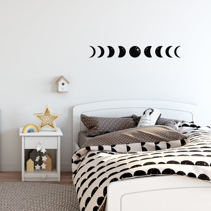 Vinyl Wall Art Decal - Moon Cycle - Trendy Cute Fun Cool Lovely Moon Design Shape Sticker For Bedroom Closet Living Room Kids Room Playroom Nursery School Classroom Decor 2