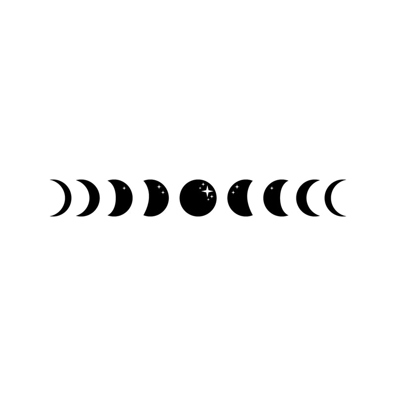 Vinyl Wall Art Decal - Moon Cycle - Trendy Cute Fun Cool Lovely Moon Design Shape Sticker For Bedroom Closet Living Room Kids Room Playroom Nursery School Classroom Decor 1
