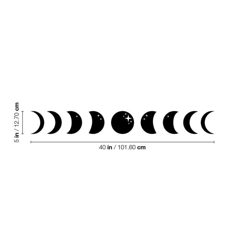 Vinyl Wall Art Decal - Moon Cycle - 5" x 40" - Trendy Cute Fun Cool Lovely Moon Design Shape Sticker For Bedroom Closet Living Room Kids Room Playroom Nursery School Classroom Decor 4
