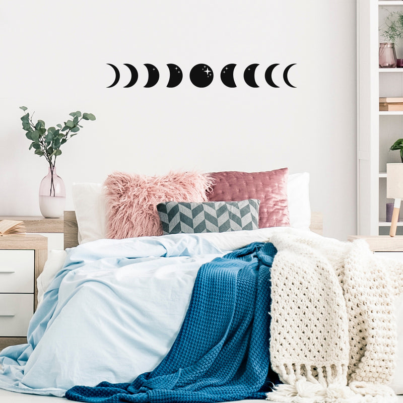 Vinyl Wall Art Decal - Moon Cycle - 5" x 40" - Trendy Cute Fun Cool Lovely Moon Design Shape Sticker For Bedroom Closet Living Room Kids Room Playroom Nursery School Classroom Decor 3