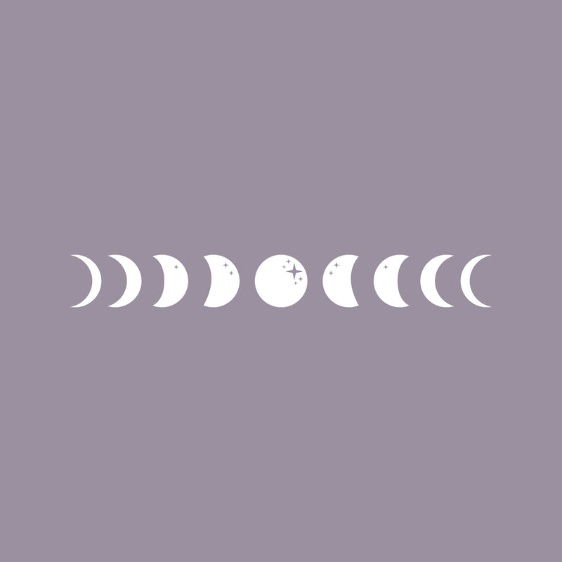 Vinyl Wall Art Decal - Moon Cycle - 5" x 40" - Trendy Cute Fun Cool Lovely Moon Design Shape Sticker For Bedroom Closet Living Room Kids Room Playroom Nursery School Classroom Decor 1