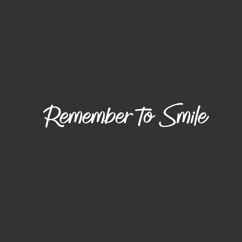 Vinyl Wall Art Decal - Remember To Smile - 2.5" x 17" - Trendy Cute Optimistic Vibes Quote Sticker For Bedroom Closets Bathroom Kids Room Playroom Daycare Classroom Office Coffee Shop Decor 1