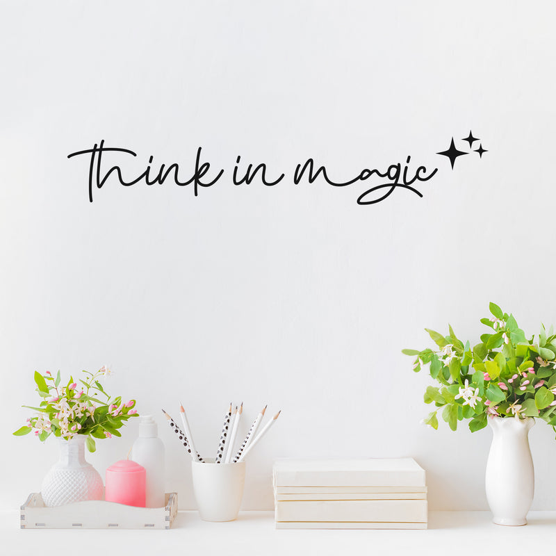 Vinyl Wall Art Decal - Think In Magic - 3" x 18" - Modern Cool Cute Inspirational Charming Quote Sticker For Kids Room Playroom Nursery Daycare School Coffee Shop Office Decor 2