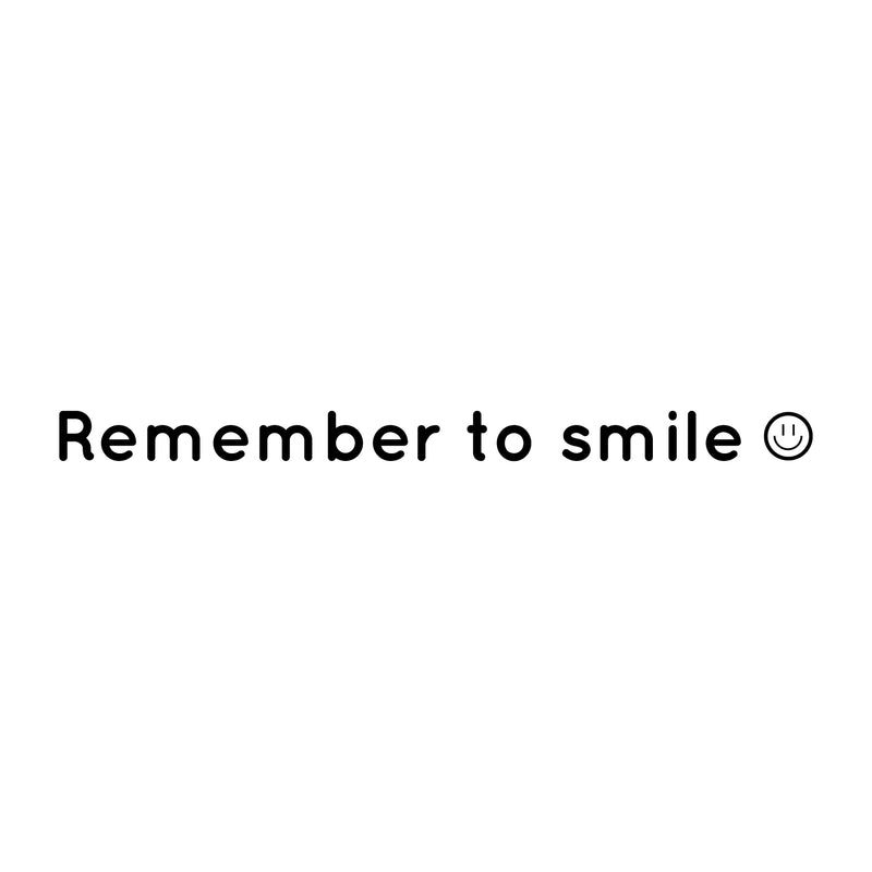 Vinyl Wall Art Decal - Remember To Smile - 1" x 15" - Trendy Cute Inspirational Positive Smiley Face Shape Quote Sticker For Bedroom Kids Room Playroom Daycare Classroom Office Coffee Shop Decor 1