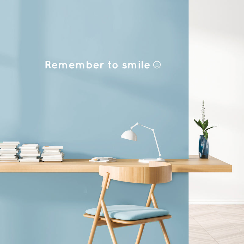 Vinyl Wall Art Decal - Remember To Smile - Trendy Cute Inspirational Positive Smiley Face Shape Quote Sticker For Bedroom Kids Room Playroom Daycare Classroom Office Coffee Shop Decor 5