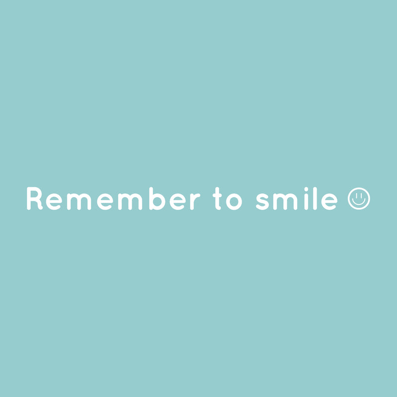 Vinyl Wall Art Decal - Remember To Smile - 1" x 15" - Trendy Cute Inspirational Positive Smiley Face Shape Quote Sticker For Bedroom Kids Room Playroom Daycare Classroom Office Coffee Shop Decor 1