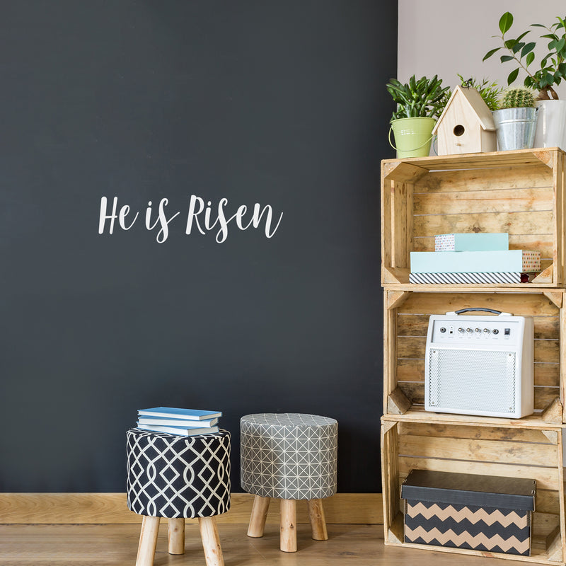 Vinyl Wall Art Decal - He Is Risen - 6.5" x 25" - Modern Inspirational Cute Spiritual Faith Quote Sticker For Bedroom Kids Room Playroom Living Room Coffee Shop Office Religious Center Decor 3