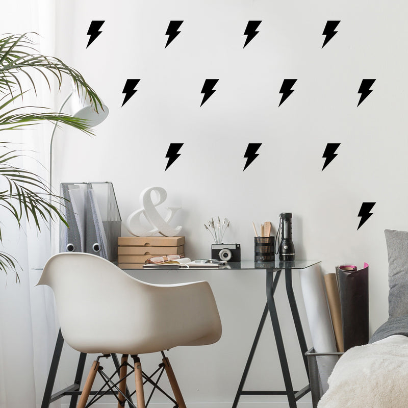 Set Of 35 Vinyl Wall Art Decal - Lightning Bolt Pattern - From Each - Trendy Adhesive Sticker Geometric Design For Kids Room Nursery Playroom Bedroom Bathroom Classroom Decor 3