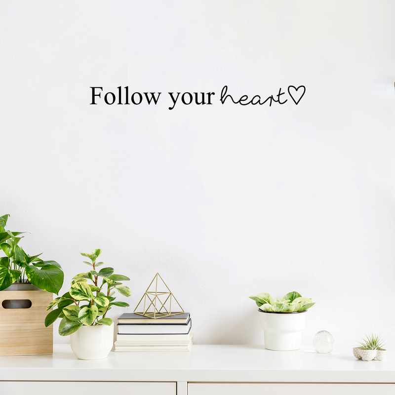 Vinyl Wall Art Decal - Follow Your Heart - Trendy Motivational Positive Life Quotes For Home Bedroom Apartment Office Workplace Indoor Outdoor Living Room Business Decor 2