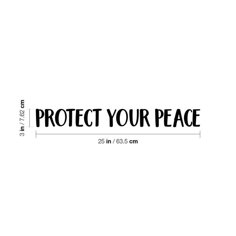 Vinyl Wall Art Decal - Protect Your Peace - 3" x 25" - Trendy Cute Inspirational Good Vibes Quote Sticker For Selfcare Bedroom Kids Room Bathroom Closet Mirror Boutique Beauty Salon Office Decor 4