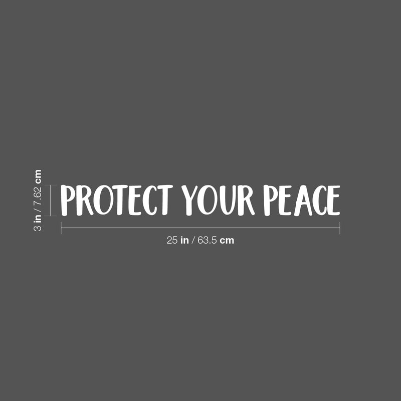 Vinyl Wall Art Decal - Protect Your Peace - 3" x 25" - Trendy Cute Inspirational Good Vibes Quote Sticker For Selfcare Bedroom Kids Room Bathroom Closet Mirror Boutique Beauty Salon Office Decor 4