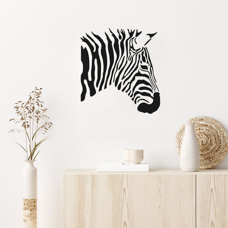 Vinyl Wall Art Decal - Zebra - 18" x 17" - Trendy Super Cool Wild Animal Design Sticker For Playroom Kids Room Living Room Classroom Office Business Veterinary Storefront Decor 2