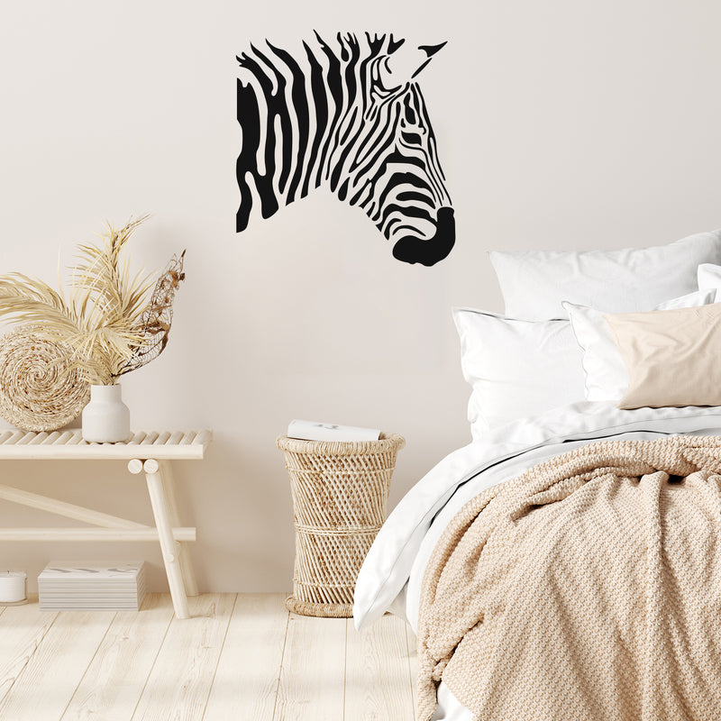 Vinyl Wall Art Decal - Zebra - Trendy Super Cool Wild Animal Design Sticker For Playroom Kids Room Living Room Classroom Office Business Veterinary Storefront Decor 3