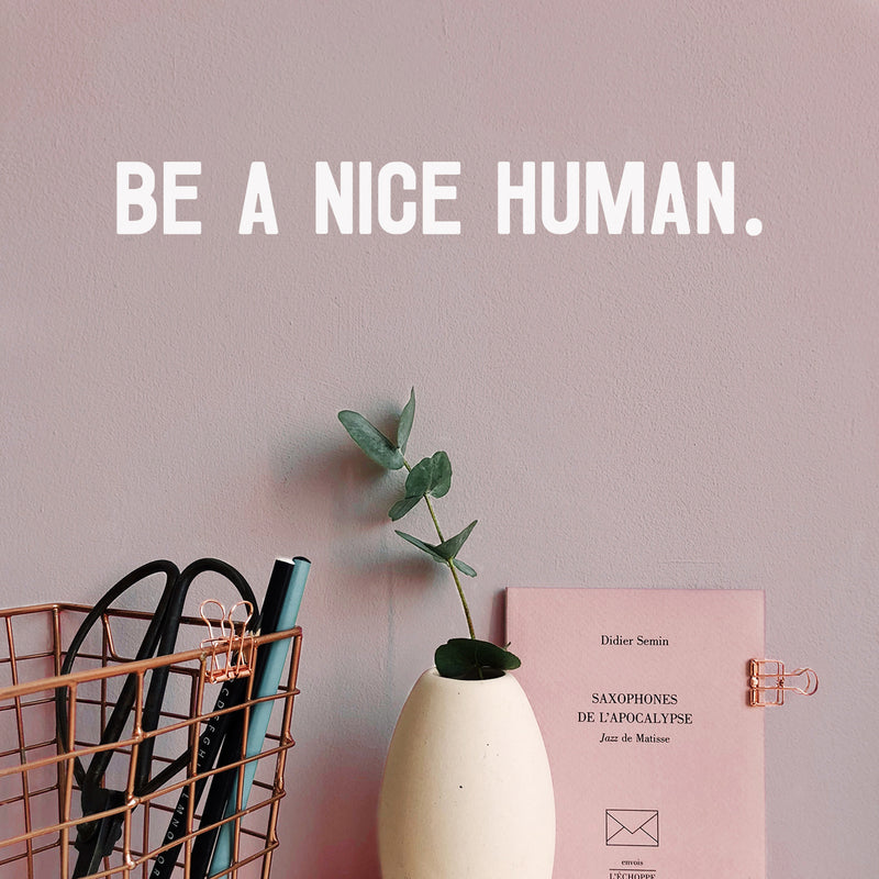 Vinyl Wall Art Decal - Be A Nice Human - 2" x 18" - Trendy Inspirational Positive Cute Kindness Quote Sticker For Home Bedroom Closet Kids Room Playroom Living Room School Coffee Shop Office Decor 2