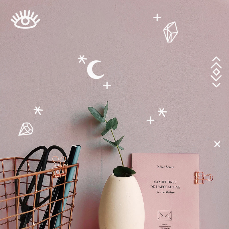 Vinyl Wall Art Decal - Mystical Charms - 3" x 3" Each - Trendy Cute Inspirational Spiritual Design Shape Sticker For Bedroom Closet Kids Room Playroom Living Room Coffee Shop Decor 2