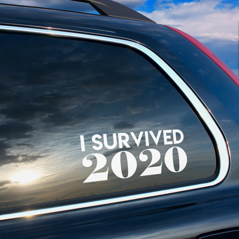 Vinyl Wall Art Decal - I Survived 2020 - 3" x 7" -  Trendy Sarcastic Funny Adult Quarantine Joke Quote Sticker For Office Business Storefront Car Bumper Rear Window Decor 2
