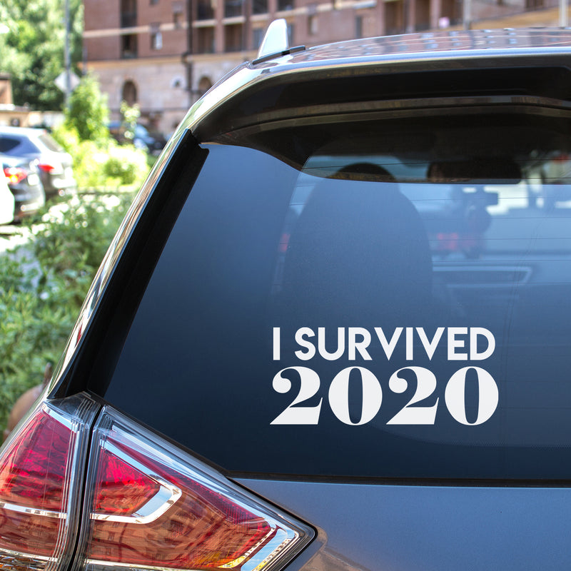 Vinyl Wall Art Decal - I Survived 2020 - Trendy Sarcastic Funny Adult Quarantine Joke Quote Sticker For Office Business Storefront Restaurant Coffee Shop Living Room Decor 4