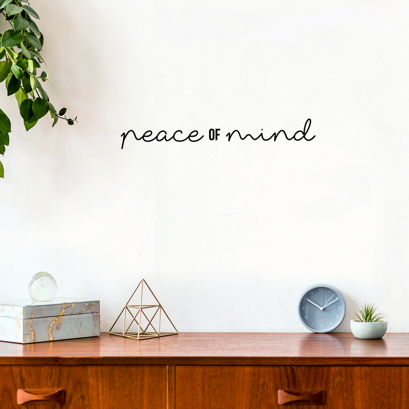 Vinyl Wall Art Decal - Peace Of Mind - 3"x 18" - Trendy Inspirational Cute Optimistic Quote Sticker For Bedroom Closet Kids Room Living Room Playroom Daycare School Office Coffee Shop Decor 2