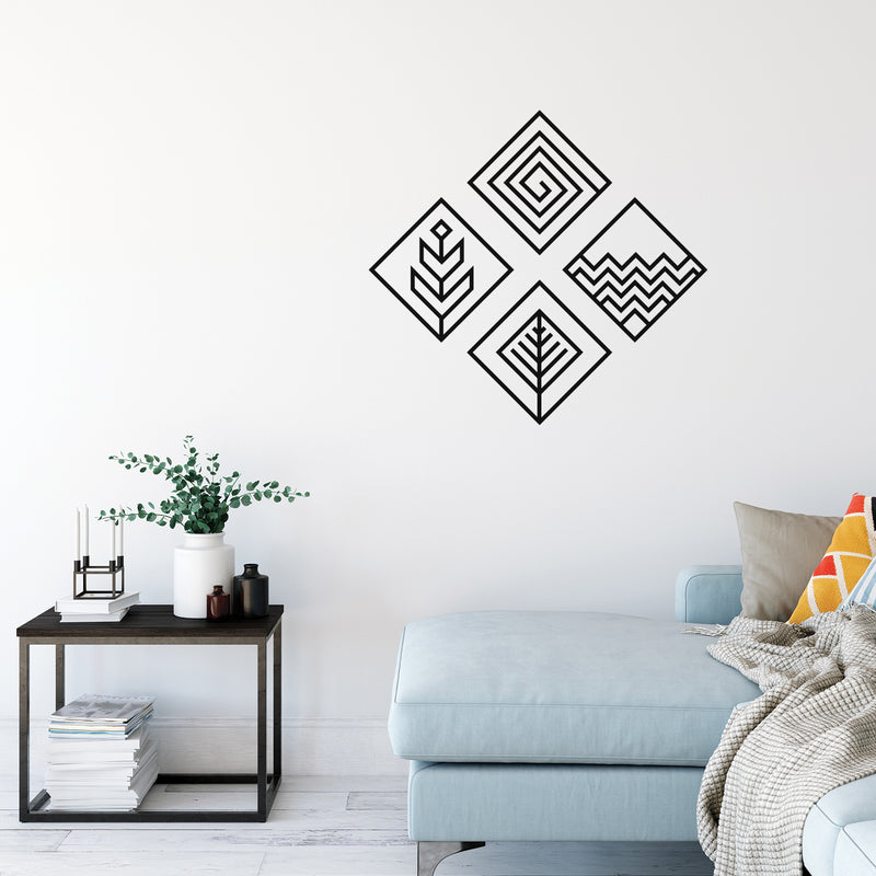 Set Of 4 Vinyl Wall Art Decal - Elements - Each - Trendy Cool Geometric Design Basic Elements Sticker For Home Bedroom Living Room Playroom School Office Coffee Shop Decor 3