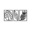 Set Of 3 Vinyl Wall Art Decal - Leaves Frames - ach - Trendy Cool Nature Kinds Leaves Design Sticker For Home Bedroom Living Room Office Coffee Shop Business Storefront Decor 1