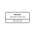 Vinyl Wall Art Decal - Compliment Yourself Girl - Trendy Inspirational Cool Cute Iphone Reminder Shape Design Quote Sticker For Home Bedroom Living Room Office Business Coffee Shop Decor 1