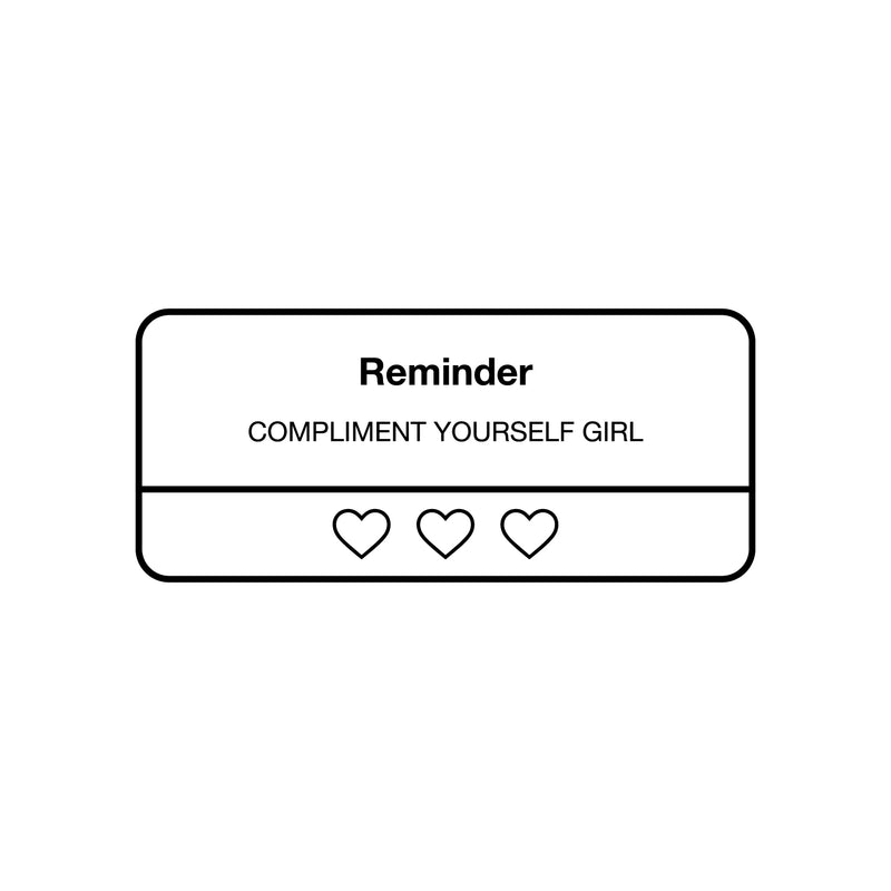 Vinyl Wall Art Decal - Compliment Yourself Girl - 10" x 23" - Trendy Inspirational Cool Cute Iphone Reminder Shape Design Quote Sticker For Home Bedroom Living Room Office Business Coffee Shop  Decor 1