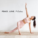 Vinyl Wall Art Decal - Peace. Love. Pilates - 3" x 35" - Trendy Motivational Cute Fun Healthy Lifestyle Quote Sticker For Pilates Yoga Classes Gym Home Workout Room Decor 3