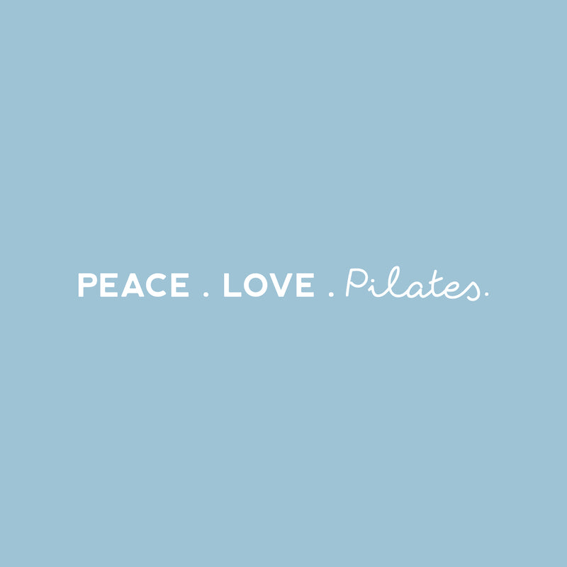 Vinyl Wall Art Decal - Peace. Love. Pilates - 3" x 35" - Trendy Motivational Cute Fun Healthy Lifestyle Quote Sticker For Pilates Yoga Classes Gym Home Workout Room Decor 1