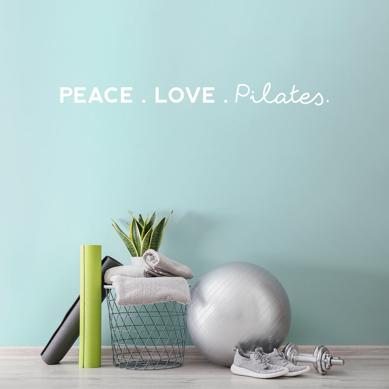 Vinyl Wall Art Decal - Peace. Love. Pilates - 3" x 35" - Trendy Motivational Cute Fun Healthy Lifestyle Quote Sticker For Pilates Yoga Classes Gym Home Workout Room Decor 3